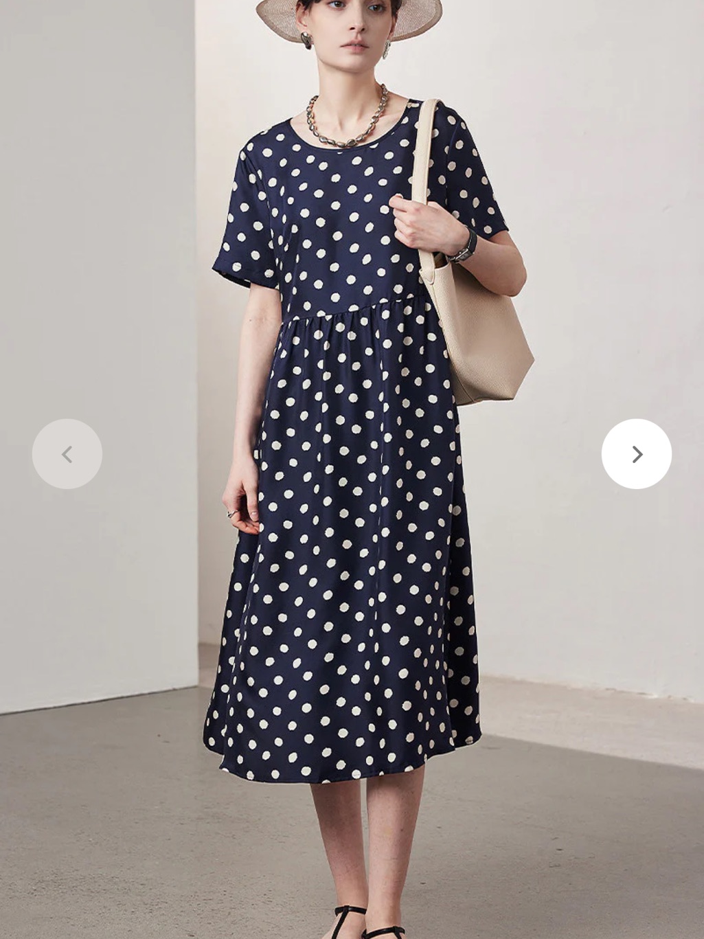 Navy Polka Dot Midi Dress Mulberry Silk — image 2 of 4